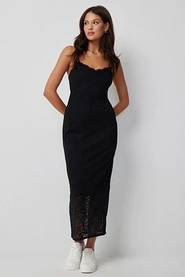 Ardene Floral Lace Maxi Dress in Black | Size | Nylon/Spandex