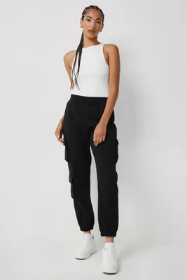 Ardene 3-Pocket Cargo Sweatpants in Black | Size | Polyester/Cotton | Fleece-Lined