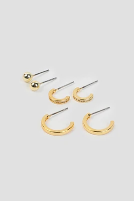 Ardene 3-Pack 14K Gold Plated Earrings | Stainless Steel