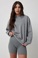 Ardene Solid Crew Neck Sweatshirt in Grey | Size | Polyester/Cotton | Fleece-Lined | Eco-Conscious