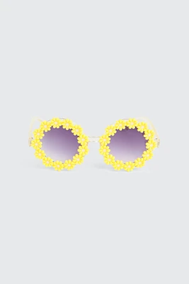 Ardene Kids Round Daisy Sunglasses in Light Yellow