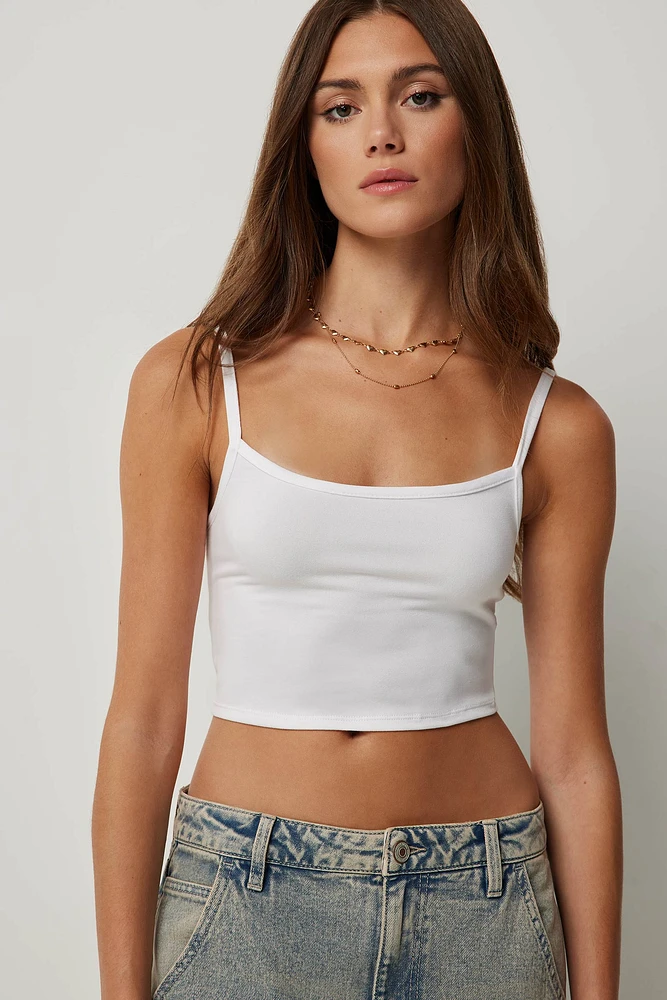 Ardene Basic Super Soft Ultra Crop Tank in White | Size | Polyester/Elastane | Eco-Conscious