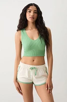 Ardene Dolphin Shorts with Contrast Piping in Beige | Size | 100% Cotton