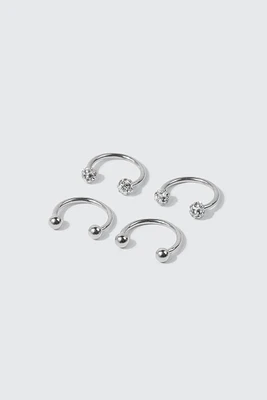 Ardene 4-Pack Horseshoe Eyebrow Piercings in Silver