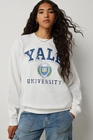 Ardene Yale Graphic Sweatshirt in White | Size | Polyester/Cotton | Fleece-Lined