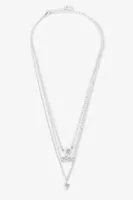 Ardene 3-Row Chain Necklace with Pendants in Silver
