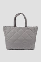 Ardene Quilted Nylon Tote in Grey | Eco-Conscious