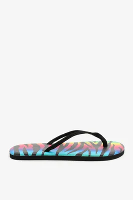 Ardene Printed Flip-Flops Sandals | Size | Faux Suede
