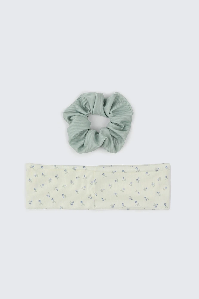 Ardene Floral Headband & Scrunchie Set | Polyester