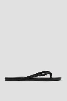 Ardene Braided Strap Flip-Flops in | Size | Faux Leather