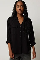 Ardene Relaxed Utility Shirt in | Size | Rayon