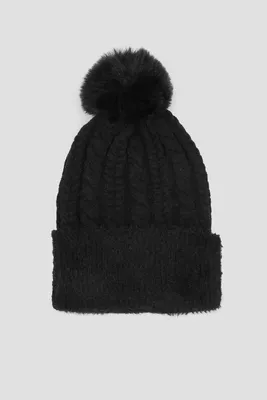 Ardene Cable Knit Beanie with Pompom in | Polyester/Polyamide