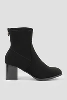 Ardene Black Flare Heel Booties | Size | Polyester/Faux Suede | Eco-Conscious