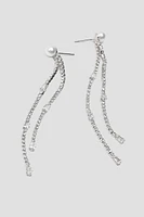 Ardene Stone & Pearl Drop Earrings in Silver | Stainless Steel