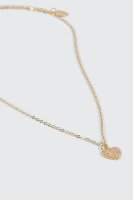 Ardene 14K Gold Plated Cubic Zirconia Heart Necklace
