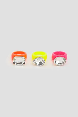 Ardene 3-Pack Neon Statement Rings | Size