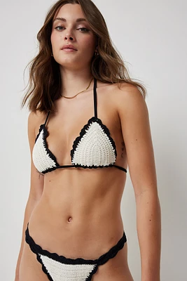 Ardene Crochet Triangle Bikini Top in White | Size | 100% Cotton/Polyester/Spandex