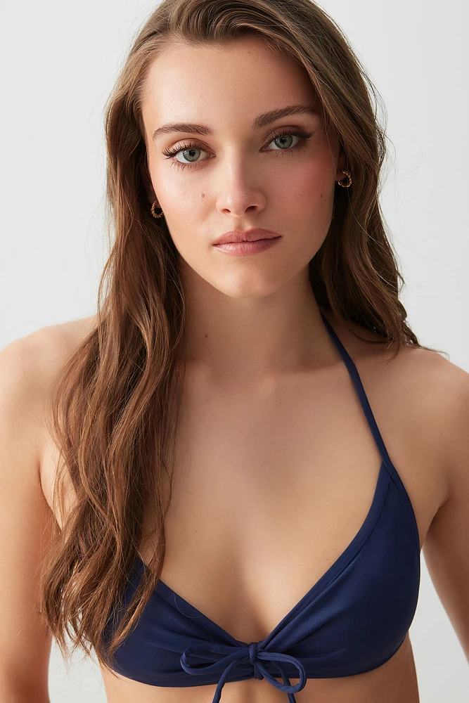 Ardene Bow Front Bandeau Bikini Top in Dark Blue | Size | Polyester/Nylon/Spandex | Microfiber
