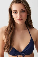 Ardene Bow Front Bandeau Bikini Top in Dark Blue | Size | Polyester/Nylon/Spandex | Microfiber