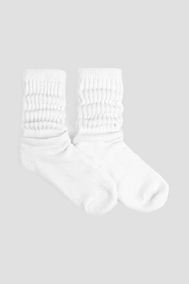 Ardene Slouchy Boot Socks in White | Polyester/Spandex