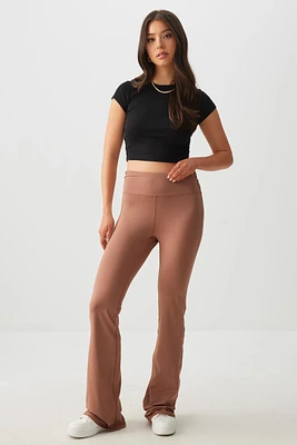 Ardene Flare Leggings in Brown | Size | Polyester/Elastane