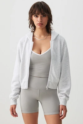 Ardene MADESOFT Fleece Zip Up Hoodie in Saltstone Grey | Size | Polyester/Cotton