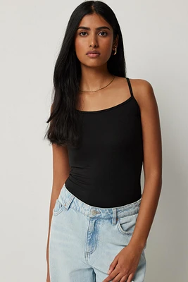Ardene Basic Super Soft Spaghetti Strap Tank Top in Black | Size | Polyester/Elastane | Eco-Conscious