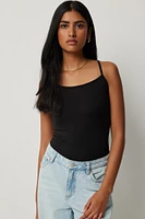 Ardene Basic Super Soft Spaghetti Strap Tank Top in Black | Size | Polyester/Elastane | Eco-Conscious