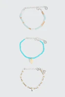 Ardene 3-Pack Bead Bracelets in Light