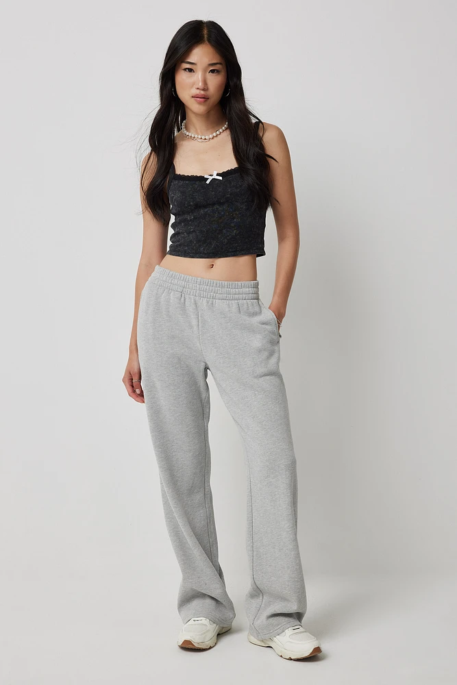 Ardene Straight Leg Sweatpants in Light Grey | Size | Polyester/Cotton | Fleece-Lined