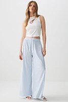 Ardene Slub Jersey Wide Leg Pants in Light Blue | Size | 100% Cotton