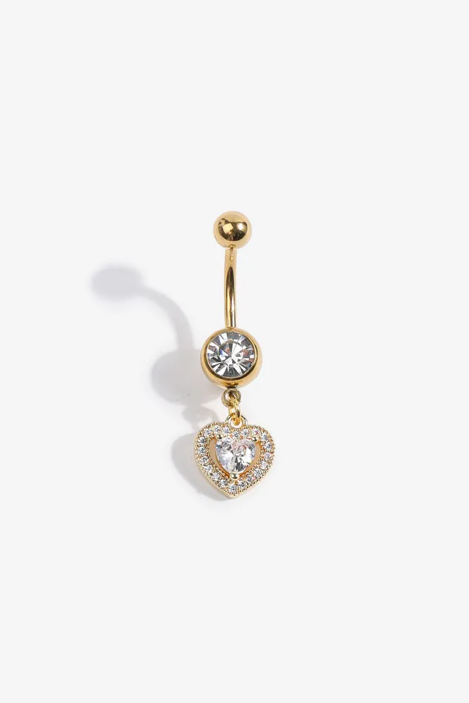 Ardene Cushion Heart Navel Piercing in Gold