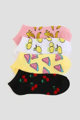 Ardene 4-Pack of Fruit Ankle Socks | Polyester/Spandex