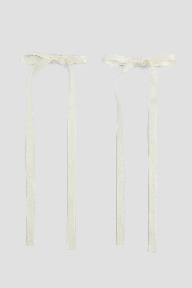 Ardene 2-Pack Bow Hair Clips in White