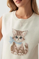Ardene Printed Sweater Vest in White | Size | Polyester/Nylon/Spandex