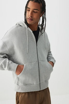 Ardene Man Zip Up Hoodie For Men in Grey | Size | 100% Cotton | Fleece-Lined