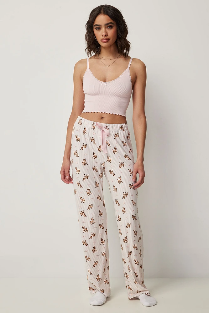 Ardene Flared PJ Pants in Light | Size | Polyester/Elastane | Eco-Conscious