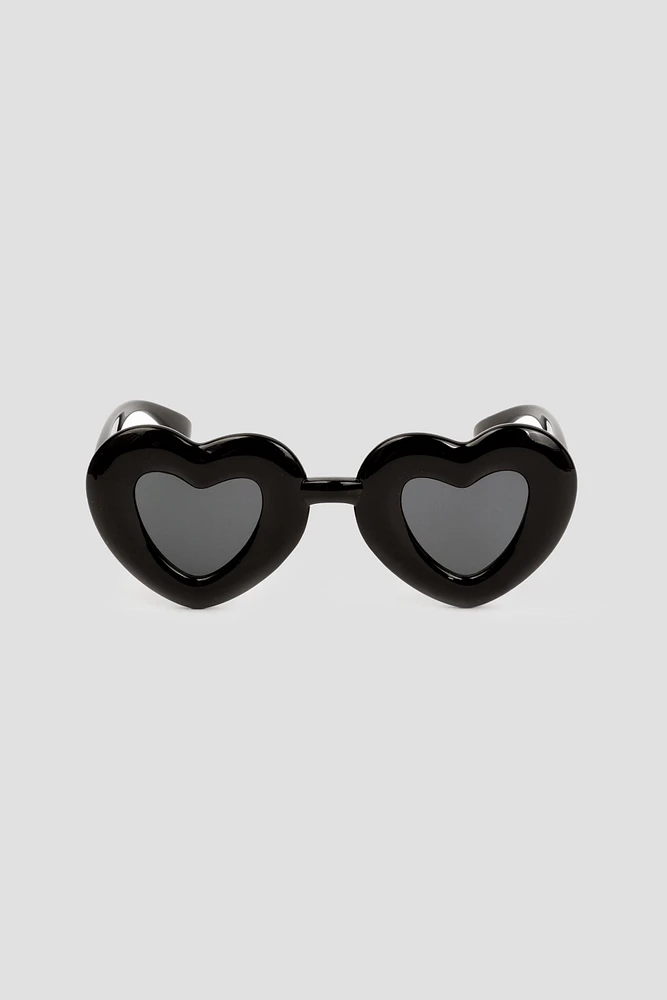 Ardene Balloon Heart Shaped Sunglasses in Black