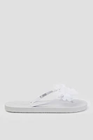 Ardene 3D Flower Flip-Flops Sandals in White | Size 7.5