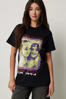 Ardene Oversized Smashing Pumpkins T-Shirt in Black | Size | Polyester/Cotton