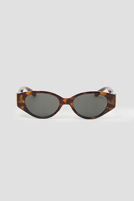 Ardene Slim Oval Tortoiseshell Sunglasses in Brown