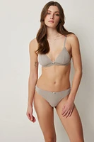 Ardene Pointelle Thong in Grey | Size | Polyester/Rayon/Spandex