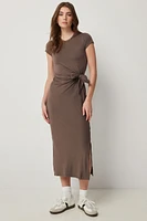 Ardene Short Sleeve Maxi Dress with Front Tie detail in | Size | Polyester/Spandex