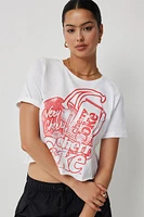 Ardene Cherry Coke Boxy T-shirt in White | Size