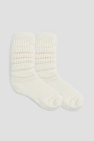 Ardene Slouchy Boot Socks in White | Polyester/Spandex