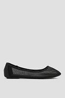 Ardene Mesh Ballet Flats in Black | Size