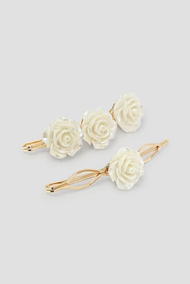 Ardene 2-Pack Rose Hair Pins in Gold