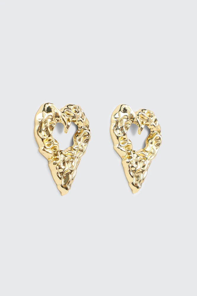 Ardene Molten Heart Earrings in Gold | Stainless Steel