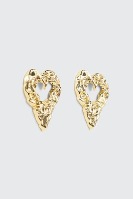 Ardene Molten Heart Earrings in Gold | Stainless Steel