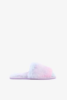 Ardene Kids Multicolored Faux Fur Slippers in Lilac | Size